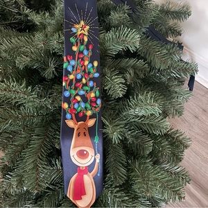 Christmas reindeer lights neck tie